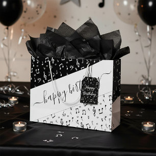 Schwarze und weiße personalisierte Musik- Große Geschenktüte