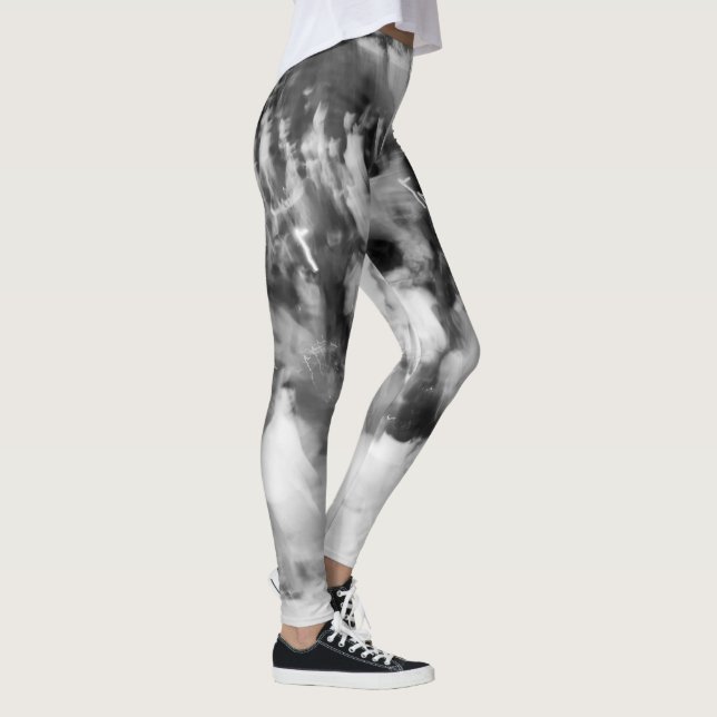 schwarze und weiße Photogamaschen abstrakt Leggings (Rechts)