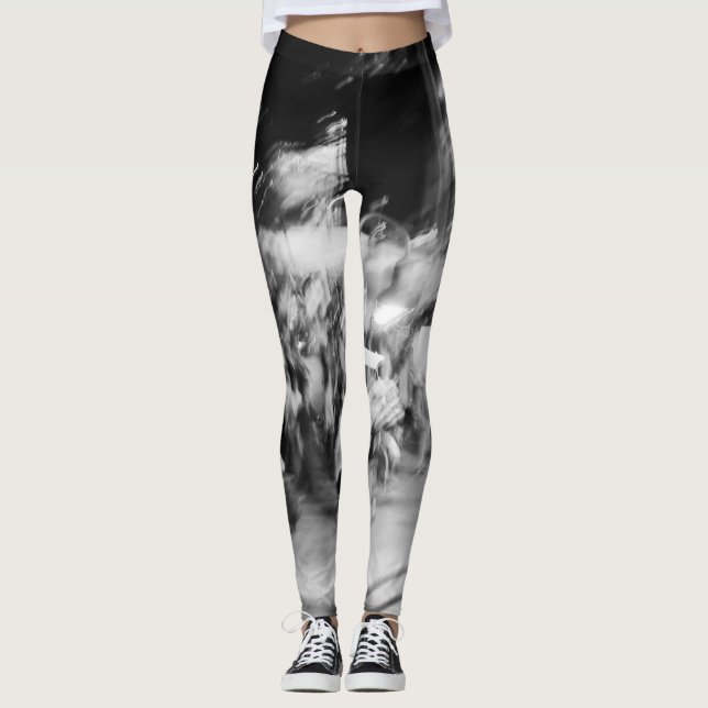 schwarze und weiße Photogamaschen abstrakt Leggings (Vorderseite)