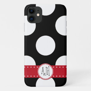 Schwarze und weiße Polka-Punkte, dotiert, Monogram Case-Mate iPhone Hülle