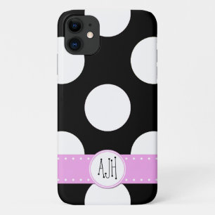Schwarze und weiße Polka-Punkte, dotiert, Monogram Case-Mate iPhone Hülle