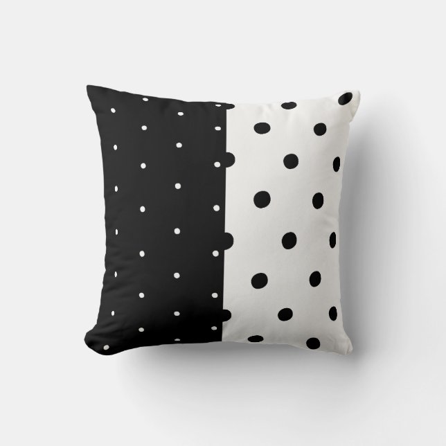 Schwarze und weiße Punkte und Streifen Pillow Kissen (Vorderseite)