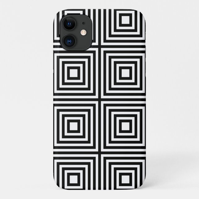 Schwarze und weiße Quadrate Case-Mate iPhone Hülle (Rückseite)