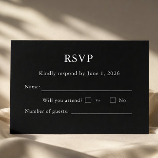 Schwarze und weiße RSVP-Karte editierbar  RSVP Karte
