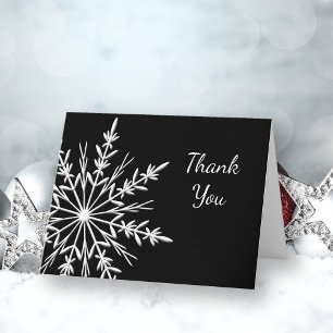 Schwarze und weiße Schneeblume Winter Dankeschön Dankeskarte