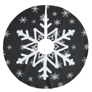Schwarze und weiße Schneeflocken Weihnachtsbaumroc Polyester Weihnachtsbaumdecke