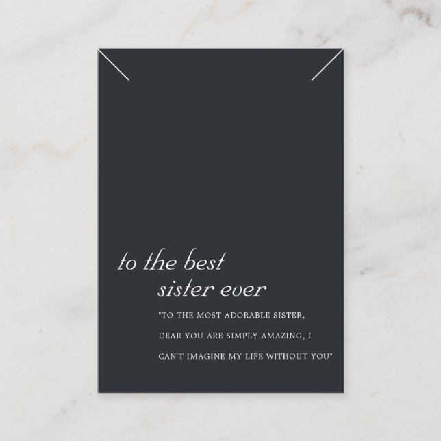 SCHWARZE UND WEISSE SCHWESTER-GESCHENKE-ANZEIGE-AN PLATZKARTE (Vorderseite)