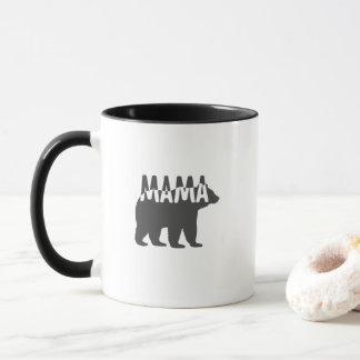 Schwarze und weiße Silhouette der Mama-Bärin Tasse
