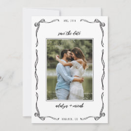 Schwarze und weiße skurrile kleine Schleifen Save The Date