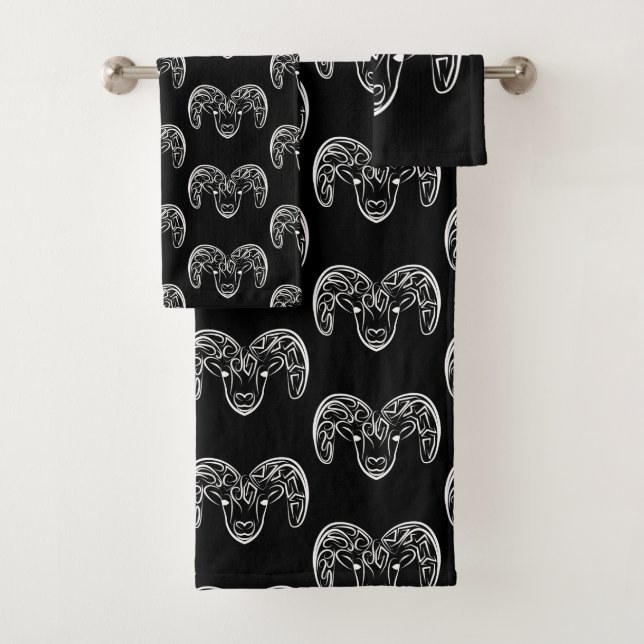 Schwarze und weiße Stammziege / Schafe Badhandtuch Set (Insitu)