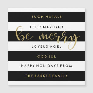 Schwarze und weiße Streifen - Internationale Weihn Magnetkarte