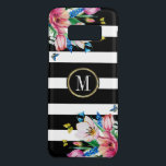 Schwarze und weiße Streifen und Blume und Schmette Case-Mate Samsung Galaxy S8 Hülle<br><div class="desc">Moderne schwarz-weiße Streifen mit farbenfrohen Blume und Schmetterlingen. Maßgeschneidertes Monogramm mit Touch von Glitzer für coole mädchenhafte Gestaltung.</div>