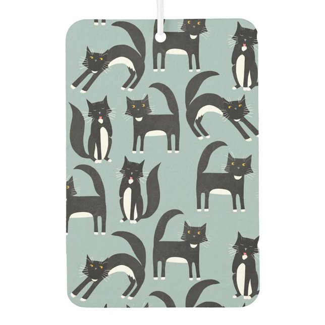 Schwarze und weiße Tuxedo Katzen Autolufterfrischer (Black and white tuxedo cat pattern air freshener)
