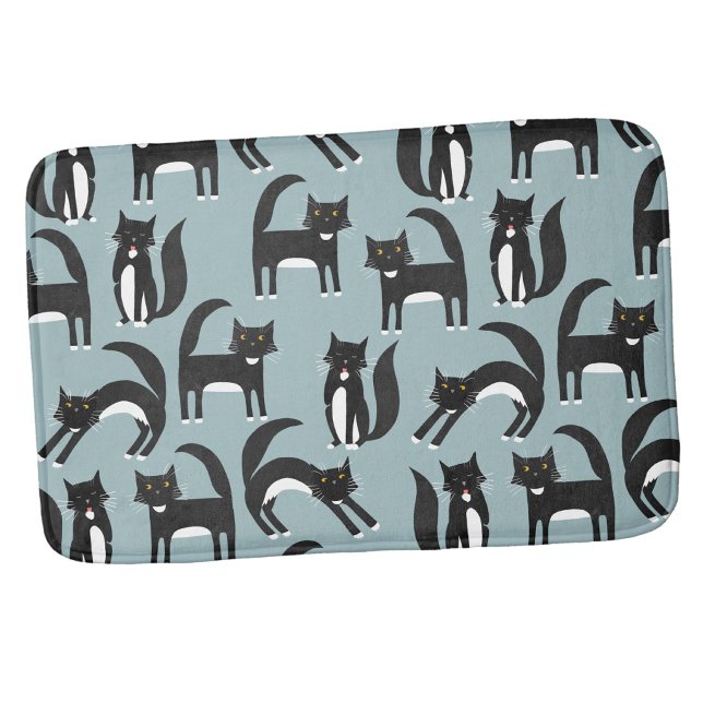 Schwarze und weiße Tuxedo-Katzen Badematte (Black and white tuxedo cat bath mat for animal lovers)