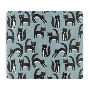 Schwarze und weiße Tuxedo-Katzen Schneidebrett