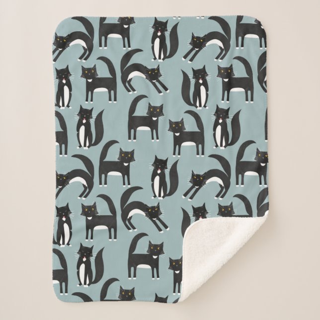 Schwarze und weiße Tuxedo-Katzen Sherpadecke (Vorderseite)