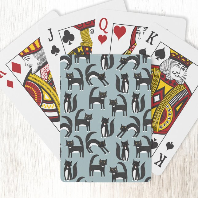 Schwarze und weiße Tuxedo Katzen Spielkarten (Black and white tuxedo cat pattern playing cards)