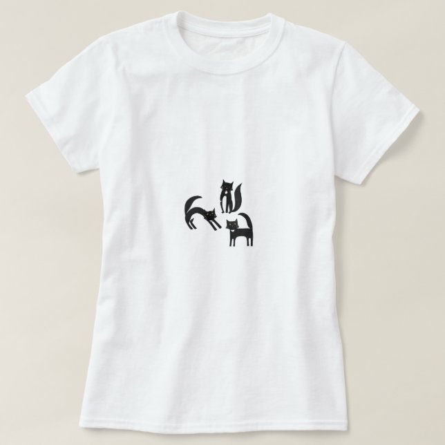 Schwarze und weiße Tuxedo Katzen T-Shirt (Design vorne)