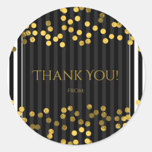 Schwarze und weiße vertikale Streifen mit goldenen Runder Aufkleber