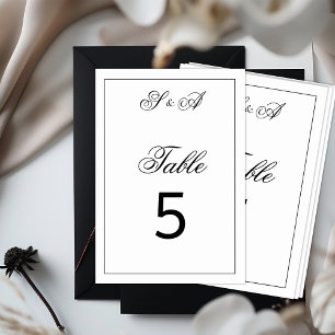 Schwarze und Weiße Vintage-Eleganz Hochzeit  Tischnummer