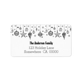 Schwarze und weiße Weihnachtsbaumchen Adressaufkleber