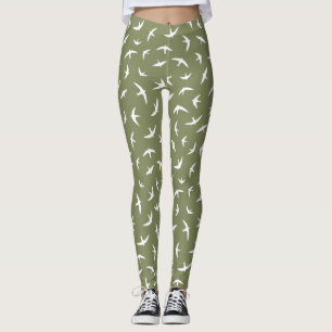 Schwarze und weiße weiße Vogeldrucke Leggings