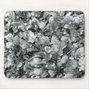Schwarze und weiße Wildblumen Mousepad