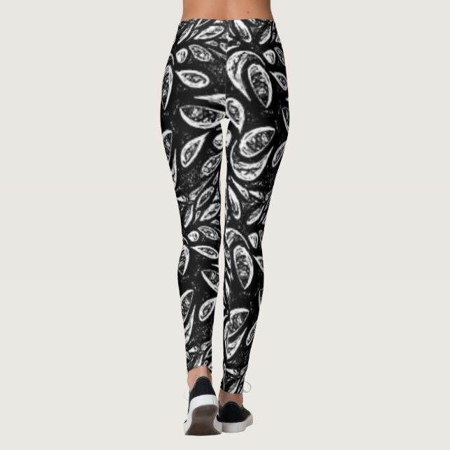 "Schwarze und weiße Wirbel" Yoga Pant Leggings (Rückseite)