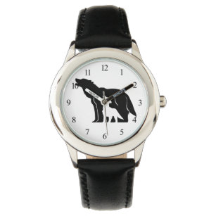 Schwarze und weiße Wölfe Armbanduhr