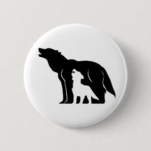 Schwarze und weiße Wölfe Button