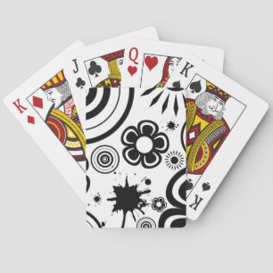 Schwarze und weiße wunderliche Blumen, Kreise, Spr Spielkarten