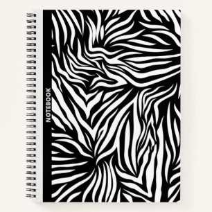 SCHWARZE UND WEISSE ZEBRA-STREIFEN NOTIZBUCH