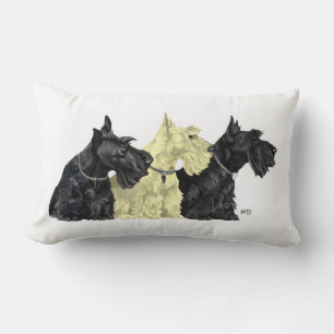 Schwarze und Weizenfarbene Scotties Lendenkissen