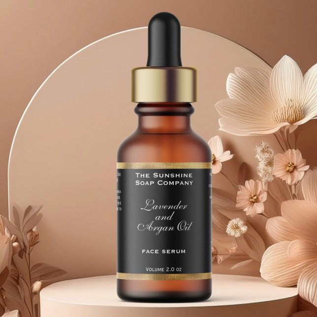 Schwarze und Woven-Gold-Foil-Kosmetik-Dropdown-Fla Adressaufkleber (Von Creator hochgeladen)