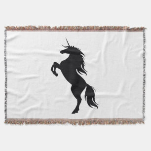 Schwarze Unicorn-Silhouettethrow-Decke Decke