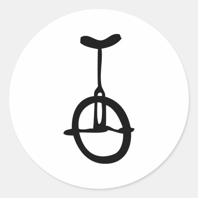 schwarze Unicycleikone Runder Aufkleber (Vorderseite)