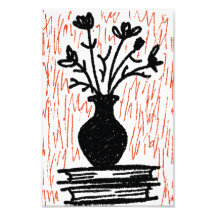 Schwarze Vase, Roter Garten | Illustrierter Kunstd