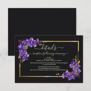 Schwarze Veilchen Blumen Goldrahmen Elegante Hochz Begleitkarte