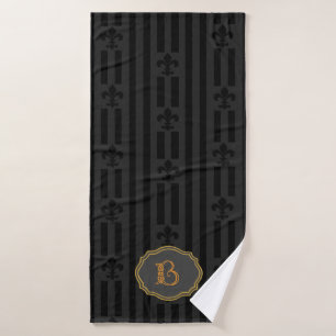 Schwarze Velvet Lilie Monogram Badetuch Badehandtuch