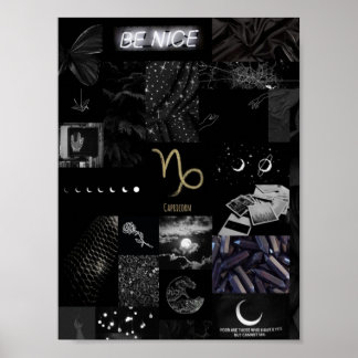 schwarze, vereinfachte Kaprikulenkunst Poster