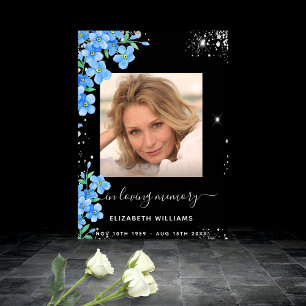 Schwarze Vergissmeinnicht-Blumen-Foto-Gedenkfeier Poster