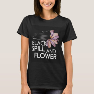 Schwarze Verschüttung und Blume T-Shirt