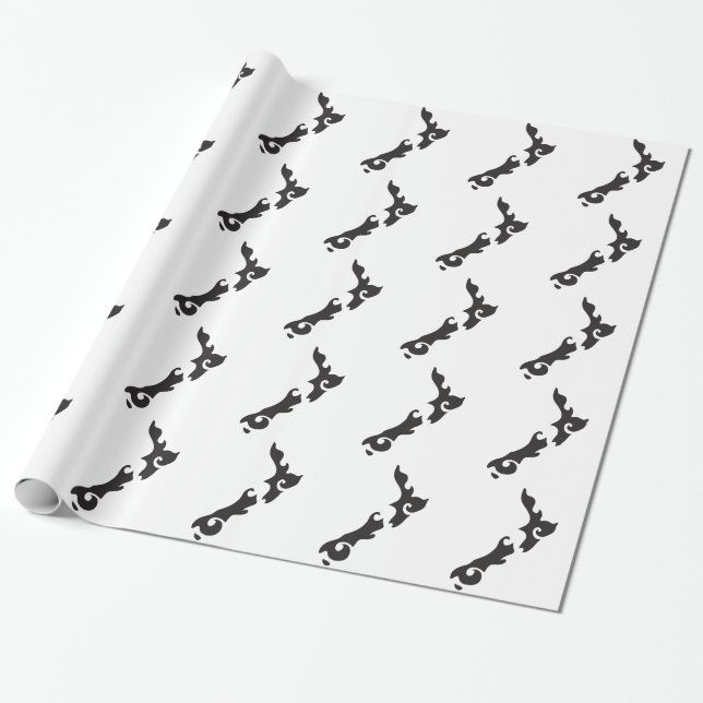 Schwarze Version der Tätowierung einer Geschenkpapier (Ungerollt)