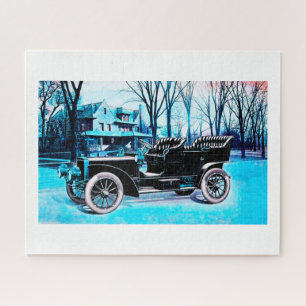 Schwarze Vintage Autokunst Puzzle