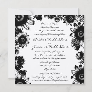 Schwarze Vintage Blume Einladung zur Hochzeit