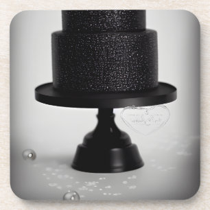 Schwarze Vintage-Hochzeitstorte & Ständer Getränkeuntersetzer