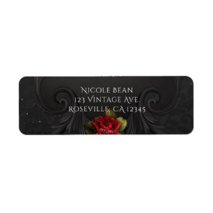 Schwarze Vintage Ornamente Rote Rosen Hochzeit