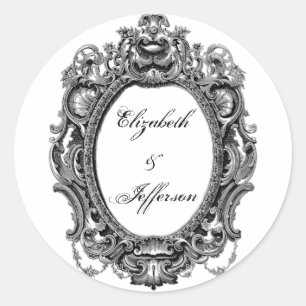 Schwarze Vintage-Rahmen monogrammierte Aufkleber