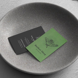 Schwarze Vintage Retro Barber Shop Rose Blade Visitenkarte