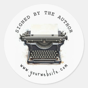Schwarze Vintage-Schreibmaschine vom Autor signier Runder Aufkleber